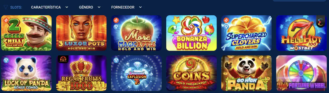 Slots (máquinas) no casino Mostbet
